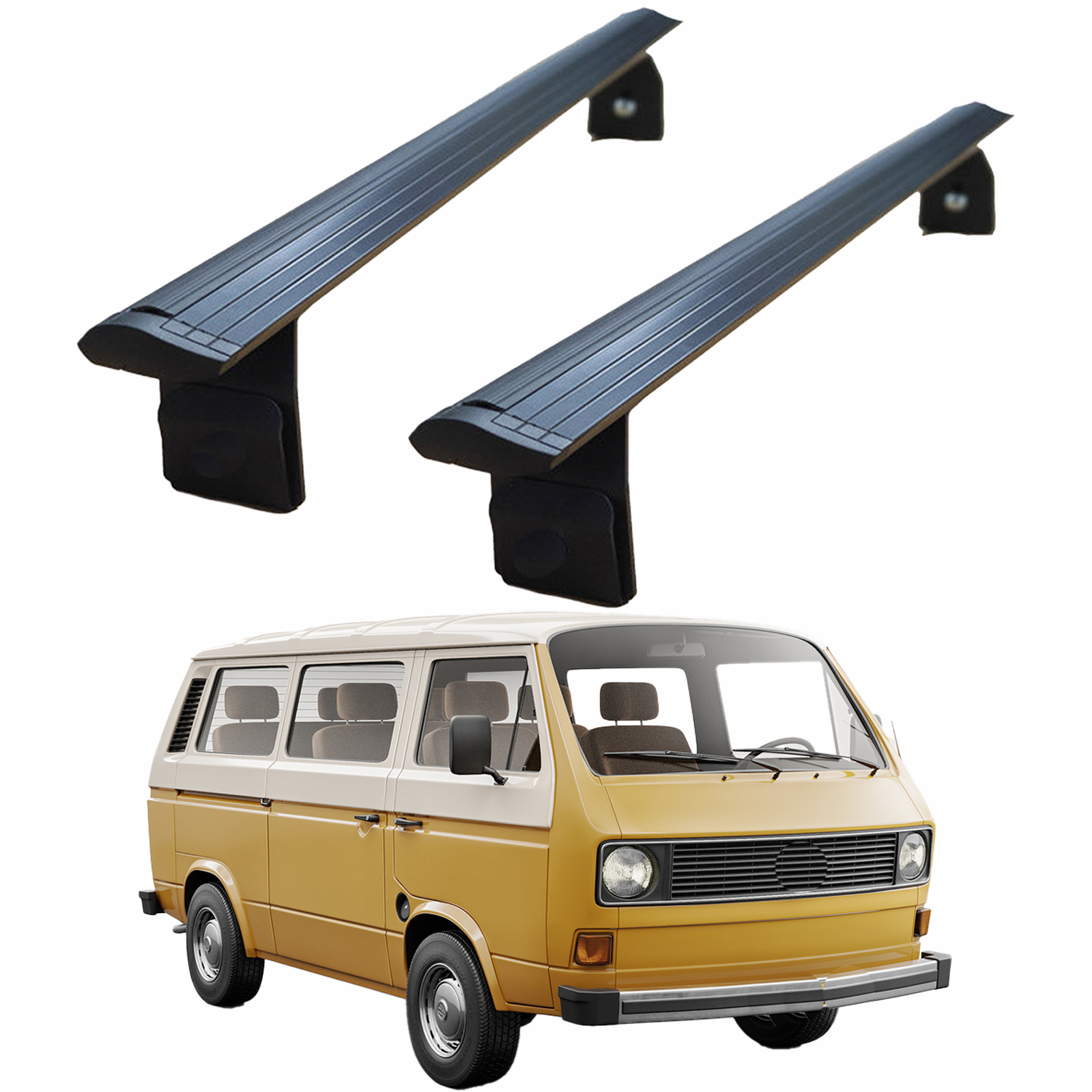 For Volkswagen Transporter T3 1980-1990 Roof Rack Cross Bars Rain Gutters Black For Volkswagen Transporter T3 1980-1990 Roof Rack Cross Bars Rain Gutters Black